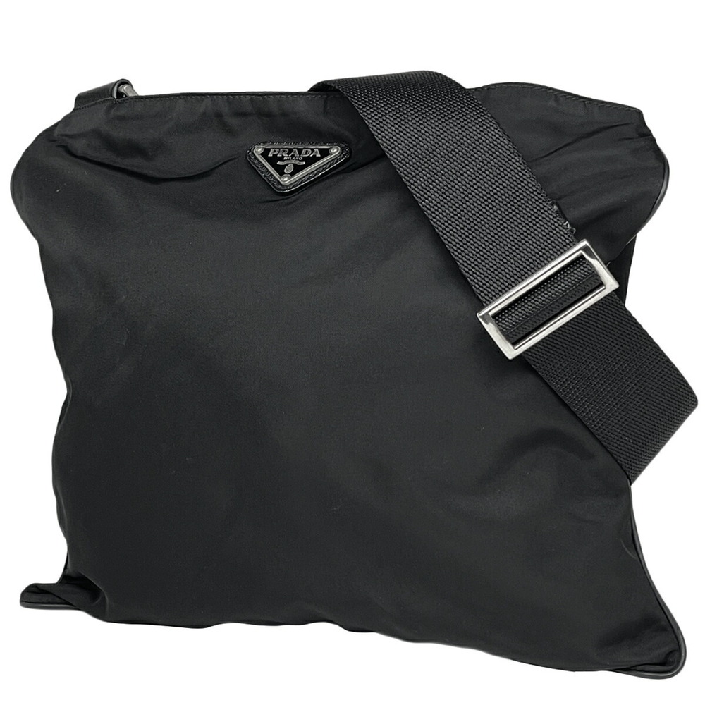 Prada Logo Plate Shoulder Bag Crossbody Nero Black